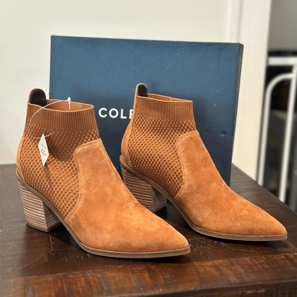 NEW WITH TAGS!! Cole Haan Maggie Bootie Brown Suede Size 8.5